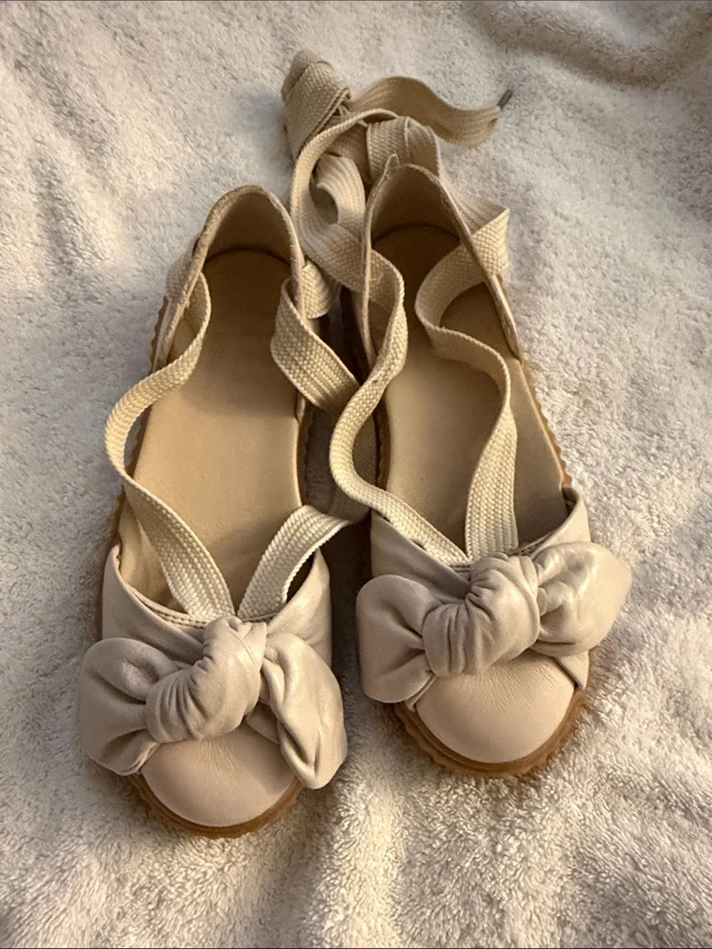 Puma Fenty X Neutral Bow Espadrille Sandals with Ankle Ties